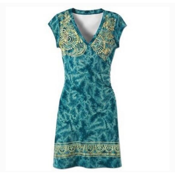 Athleta Dresses & Skirts - Athleta Nectar Tatoo Tie Dye Printed Surplice Neck Dress Size XS Petite